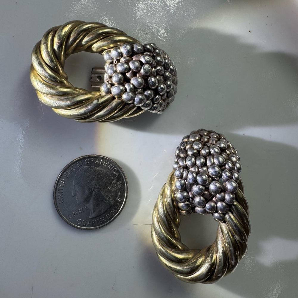 Elegant Gold-tone and 925 Silver CLIP EARINGS
